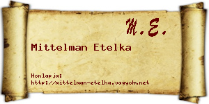Mittelman Etelka névjegykártya